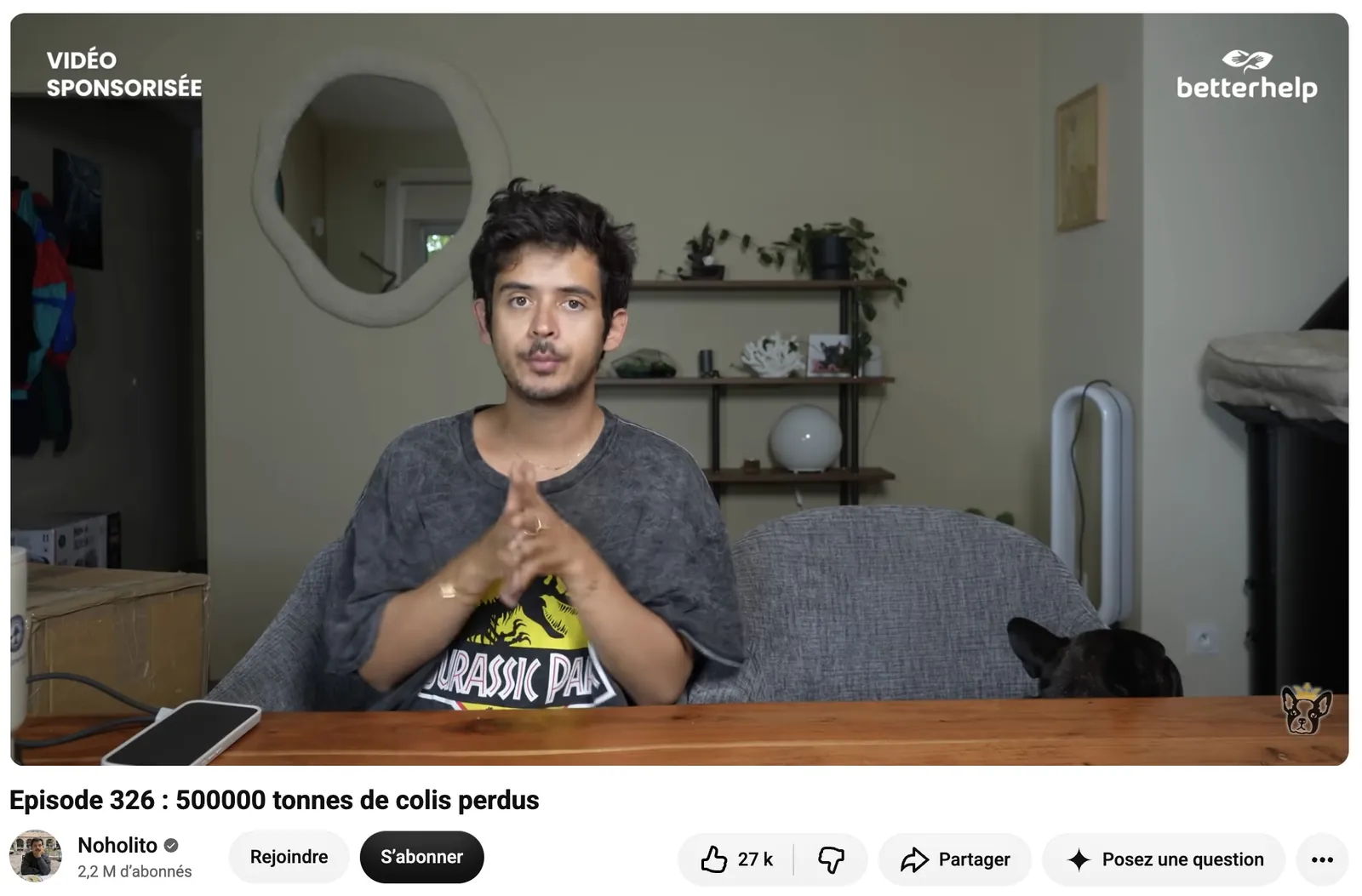 BetterHelp sponsored YouTube video by Noholito